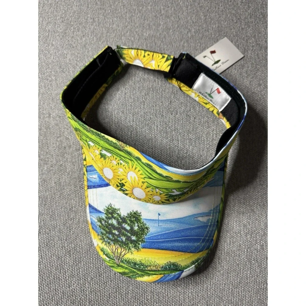 Valentino Dixon Women's Golf Adj. Performance Visor Sunflowers Scenic Landscape.
